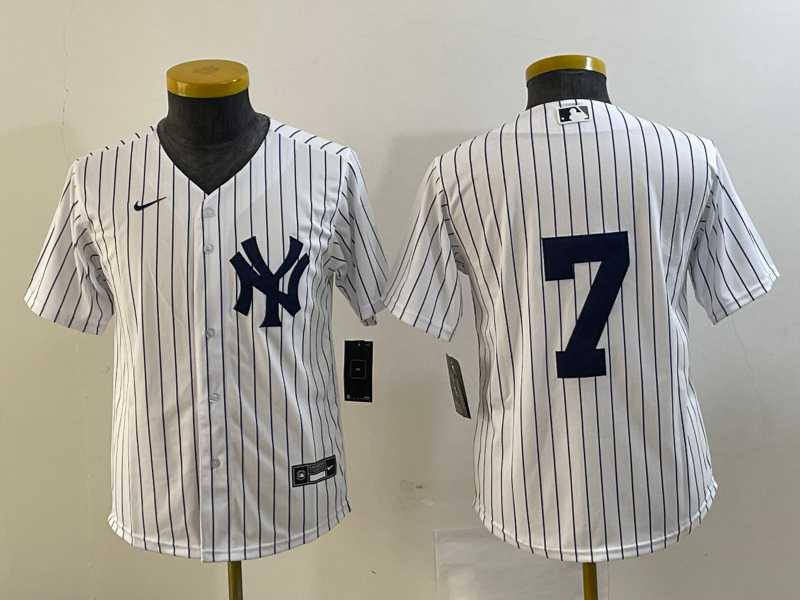 Youth New York Yankees #7 Mickey Mantle White No Name Stitched Nike Cool Base Throwback Jersey->chicago bears->NFL Jersey